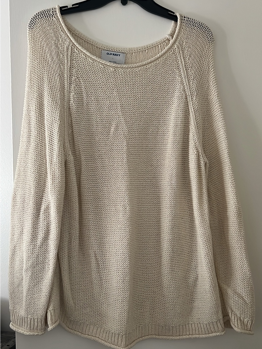Old Navy Cream Open-Weave Crewneck Sweater